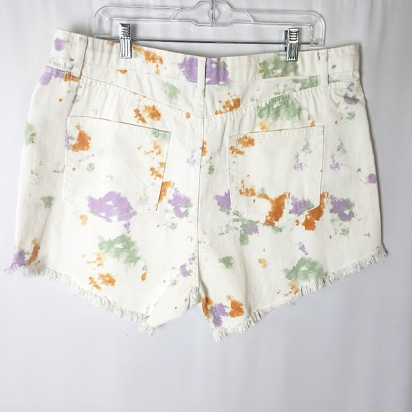 Wild Fable; High Rise; Jean Shorts; White with Flower Pattern; Tie Dye; - Picture 3 of 7
